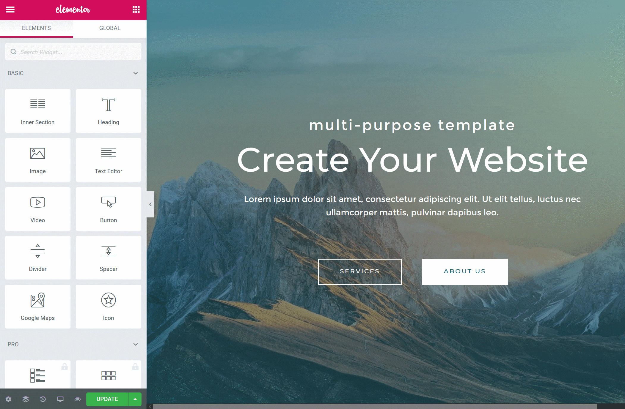 Bygg din webbsida med Elementor sidbyggare